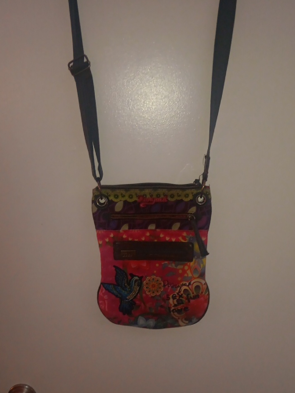 Desigual Multicolor Floral & Bird Pink Crossbody Bag